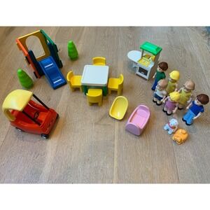 Vintage Fisher Price Little Tykes Dollhouse Family People Kitchen Car Slide Pets